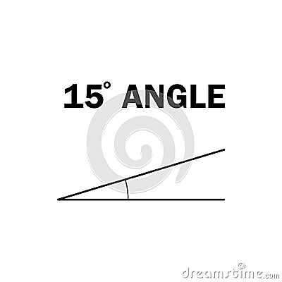 15 degree angle. Geometric mathematical angle with arrow vector icon isolated on white background. Educational learning materials Vector Illustration