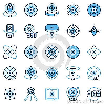 360 degree camera blue creative icons or design elements Vector Illustration