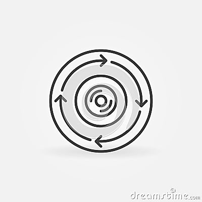 360-degree Camera in circle with arrows vector outline icon Vector Illustration