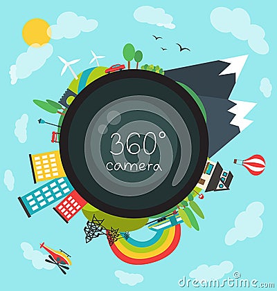 360 degree camera Cartoon Illustration