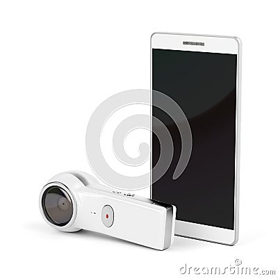 360 degree camera and smartphone Stock Photo