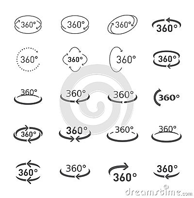 360 degree circular rotation. Set Vector icons and web button. COLLECTION OF ICONS Vector Illustration