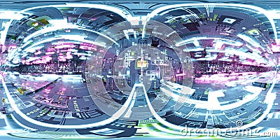 360 degree full panorama environment map of abstract silicon ocmputer hardware chip technology surface 3d render Cartoon Illustration
