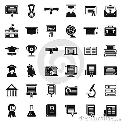 Degree icons set simple vector. Academic bachelor Vector Illustration