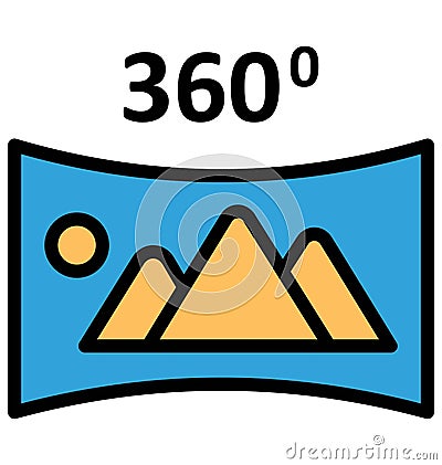 360 degree image Isolated Vector icon which can easily modify or edit Vector Illustration