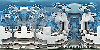 360 degree labyrinth, abstract maze background, equirectangular projection, environment map Cartoon Illustration