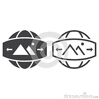 360 Degree Panorama Image line icon, outline and solid vector si Vector Illustration