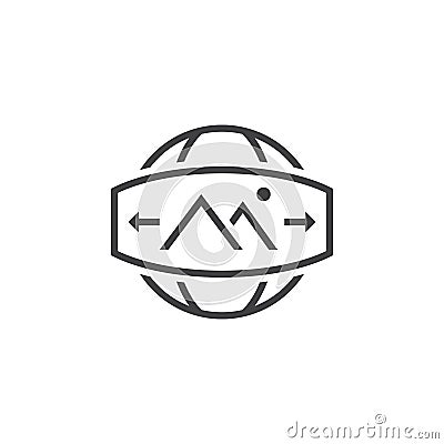 360 Degree Panorama Image sign. line icon, outline vector logo i Vector Illustration