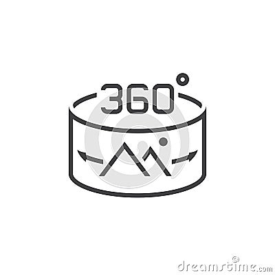 360 Degree Panorama Image sign. line icon, outline vector logo i Vector Illustration