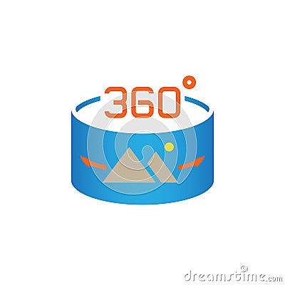 360 Degree Panorama Image sign. vector icon , solid logo illustration, pictogram isolated on white. Vector Illustration