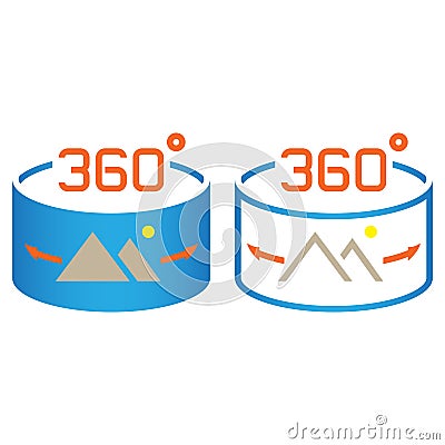 360 Degree Panorama Image symbol. line icon, outline and solid v Vector Illustration