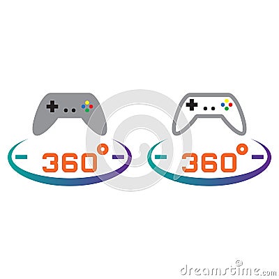 360 degree panoramic game line icon, outline and solid vector si Vector Illustration