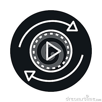 360 degree panoramic video button block and line style icon design Vector Illustration