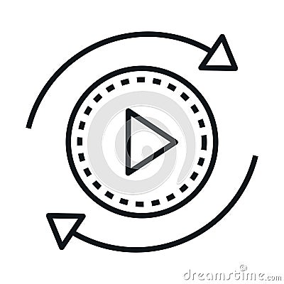 360 degree panoramic video button linear style icon design Vector Illustration