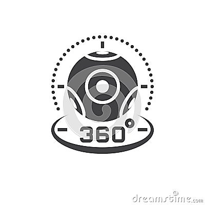 360 degree panoramic video camera icon vector, virtual reality d Vector Illustration