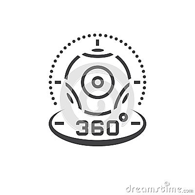 360 degree panoramic video camera line icon, virtual reality device outline vector logo illustration, linear pictogram isolated o Vector Illustration