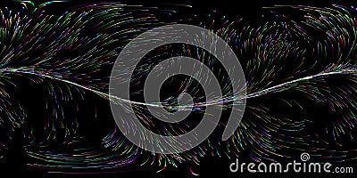 360 degree panoramic view into energy particles swarm. 3d illustration. Cartoon Illustration