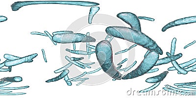 360-degree spherical panorama of bacteria Mycobacterium tuberculosis Cartoon Illustration