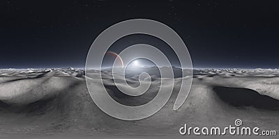 360 degree view from Jupiter`s moon, equirectangular projection, environment map. HDRI spherical panorama. Space background Cartoon Illustration