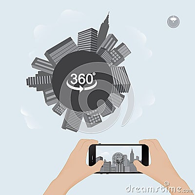 360 degree view in mobile Vector Illustration