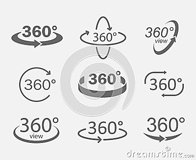 360 degree views icons Vector Illustration