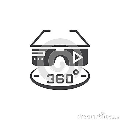 360 degree vr glasses icon vector, solid logo illustration, pict Vector Illustration