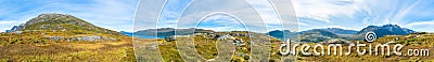 360 degree wide panoramic view on the island of Kvaloya, Norway Stock Photo