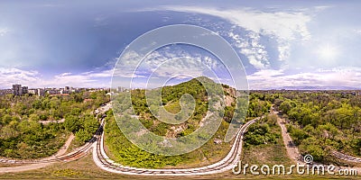 360 degrees aerial panorama of the Dzhendem tepe also known as Y Stock Photo