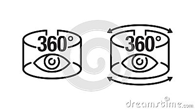 360 degrees icon for 3D panorama, virtual tour Vector Illustration