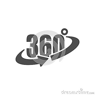 360 degrees icon in flat style. Rotate symbol vector illustration on isolated background. Angle view sign business concept Vector Illustration