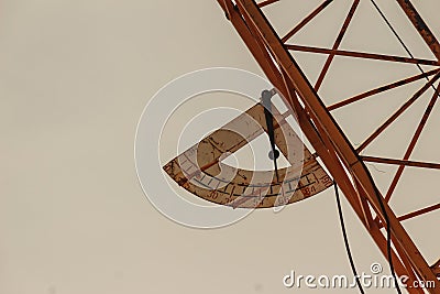 Degrees of inclination equipment on jib of the luffing tower crane. Stock Photo