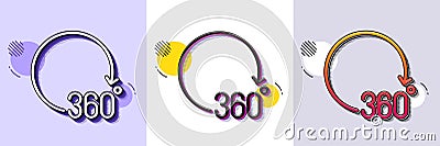 360 degrees line icon. VR simulation sign. Panoramic view. Halftone dotted pattern. Vector Vector Illustration