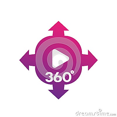 360 degrees panoramic video content icon Vector Illustration