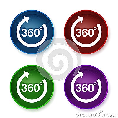 360 degrees rotate arrow icon shiny round buttons set illustration Vector Illustration