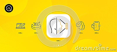 360 degrees, Sales diagram and Time management minimal line icons. For web application, printing. Vector Vector Illustration
