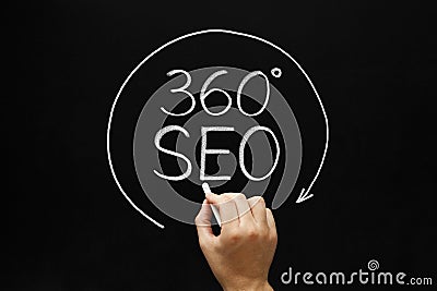 360 Degrees SEO Concept Stock Photo