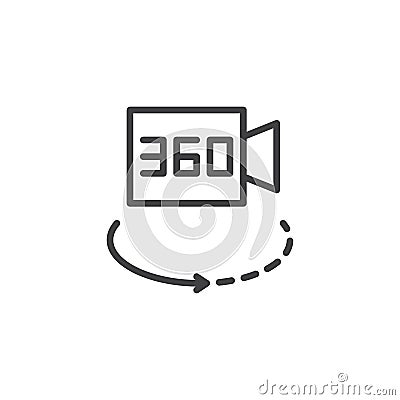 360 degrees video camera outline icon Vector Illustration