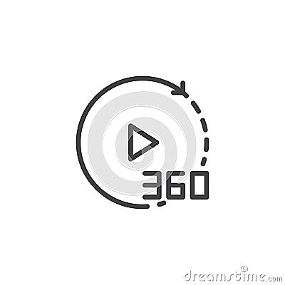 360 degrees video outline icon Vector Illustration
