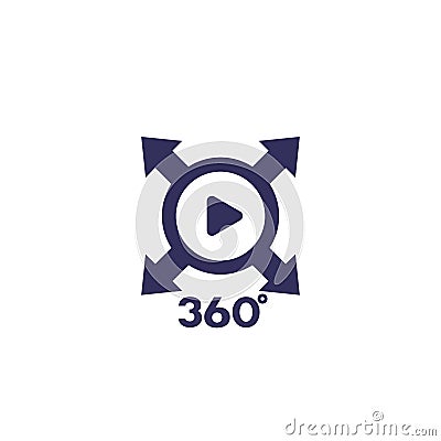 360 degrees video, panoramic content icon Vector Illustration