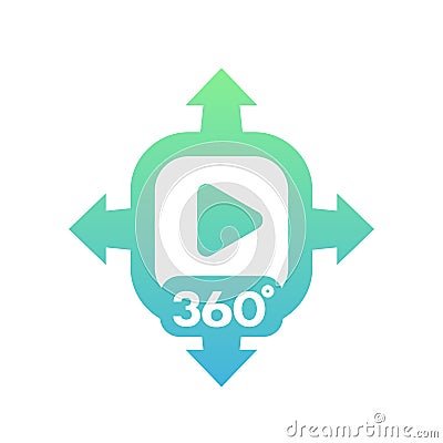 360 degrees video vector icon on white Vector Illustration