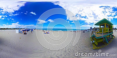 360 degrees view of world famous Maimi Beach shore Editorial Stock Photo