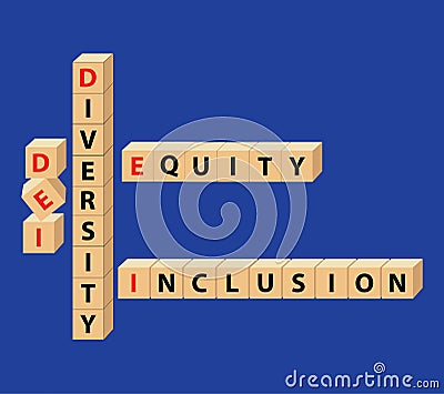 DEI symbol blocks. Diversity, Equity, and Inclusion (DEI) Banner. Vector Illustration