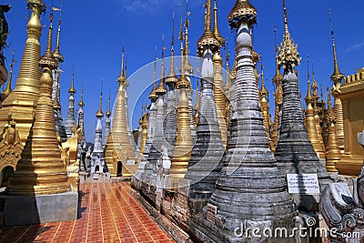 In-Dein-Pagoda Forest on Lake Inle Editorial Stock Photo