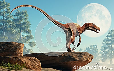 Deinonychus on a cliff Stock Photo