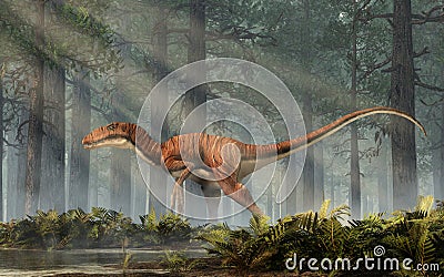 Deinonychus in a Forest Stock Photo