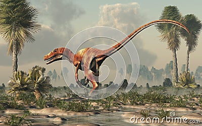 Deinonychus in a wetland Stock Photo