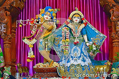 Deities of Shree Radha Gopal mandir ISKCON Aravade, Tasgaon near Sangli, Maharashtra Stock Photo