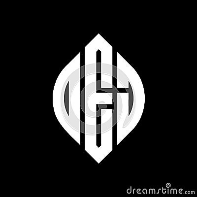 DEJ circle letter logo design with circle and ellipse shape. DEJ ellipse letters with typographic style. The three initials form a Vector Illustration