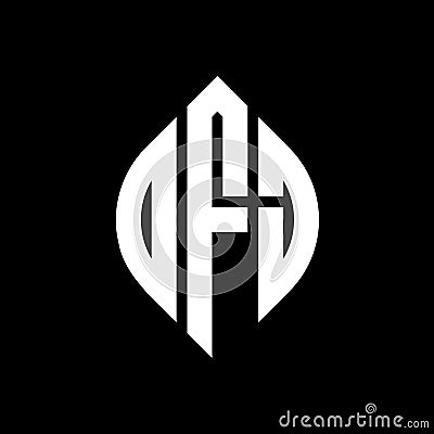 DEJ circle letter logo design with circle and ellipse shape. DEJ ellipse letters with typographic style. The three initials form a Vector Illustration