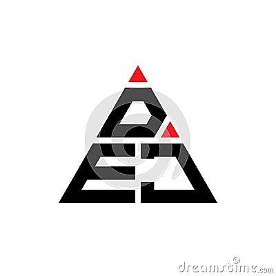 DEJ triangle letter logo design with triangle shape. DEJ triangle logo design monogram. DEJ triangle vector logo template with red Vector Illustration